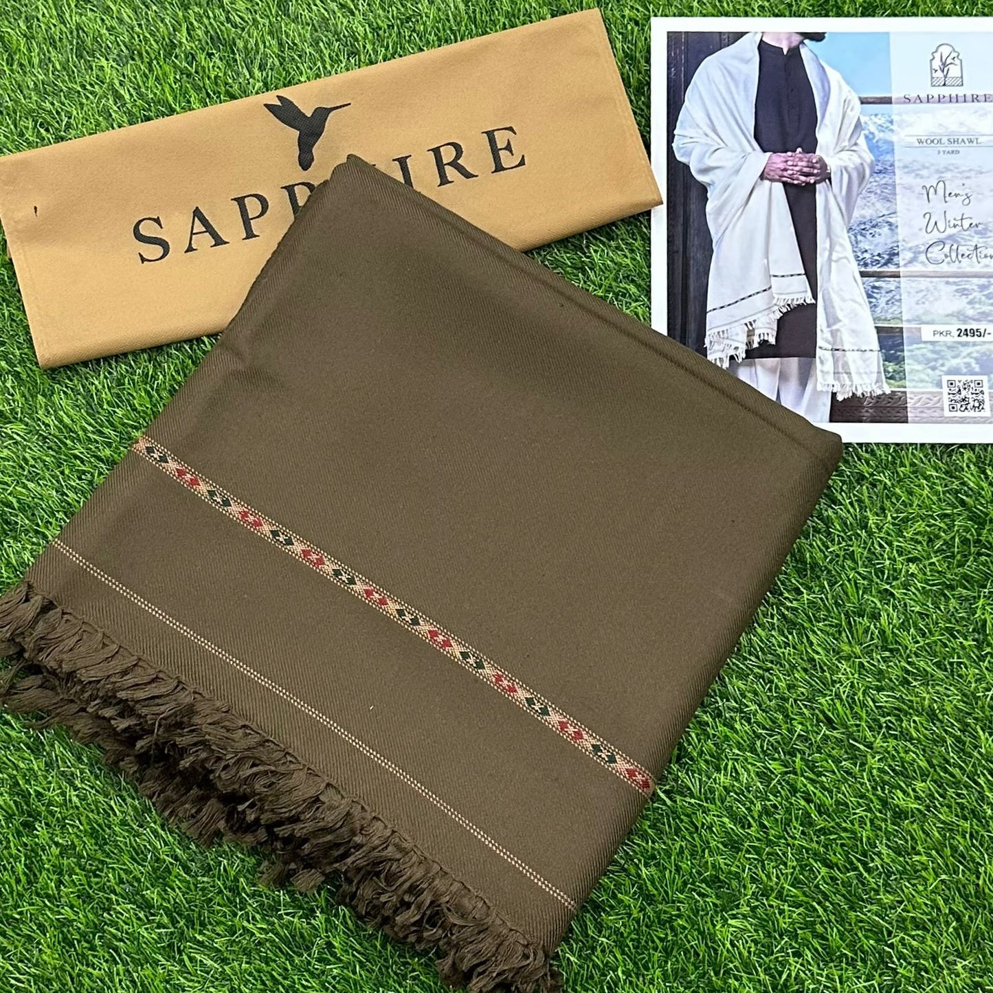 Soft & Warm Brown Shawl – 100% Claric Wool